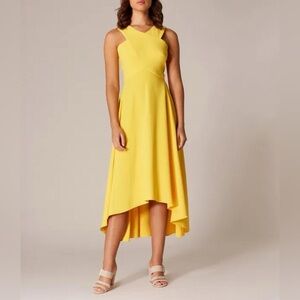 Beautiful bright yellow Karen Millen drop-hem midi high low dress